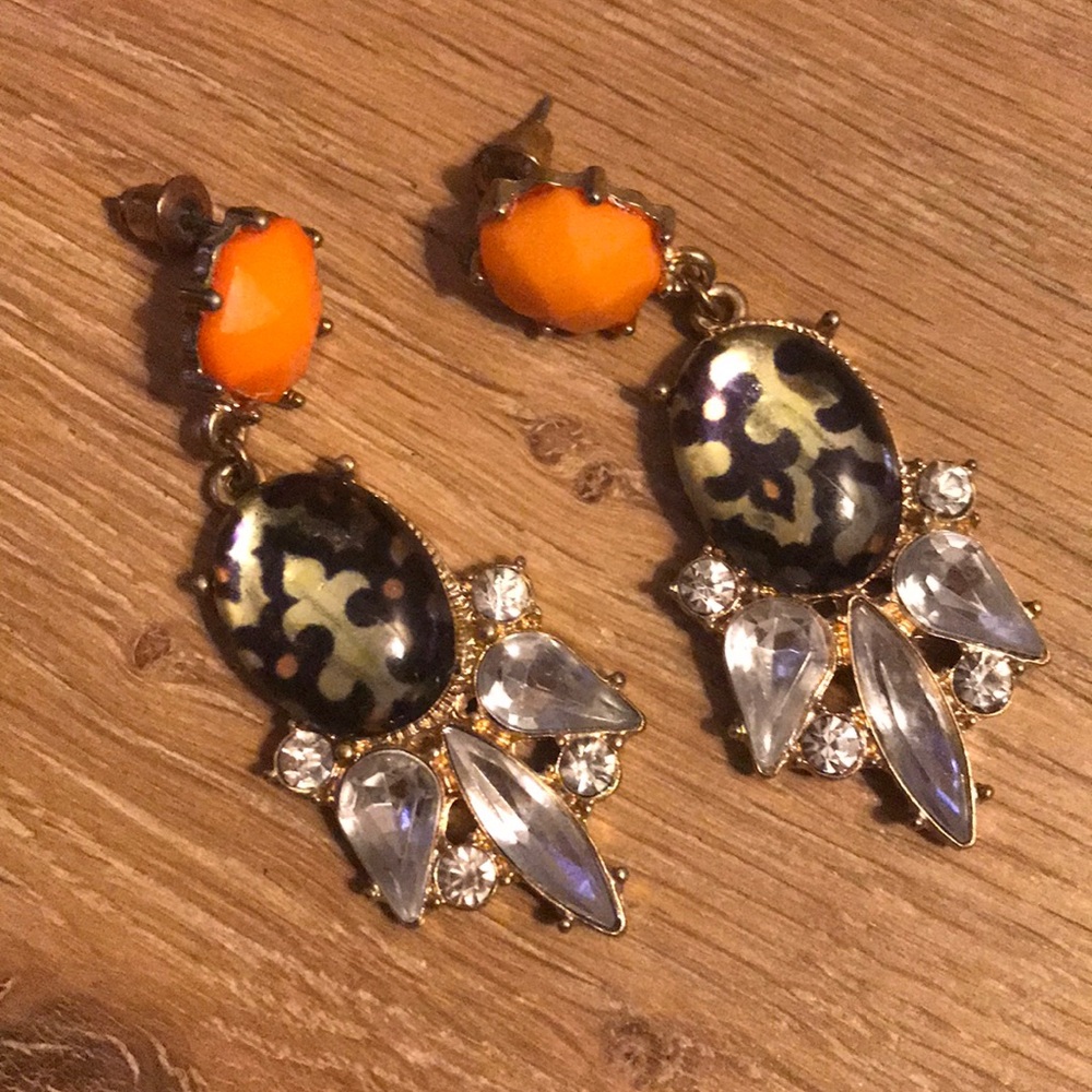 Orange, patterned Francesca Earrings